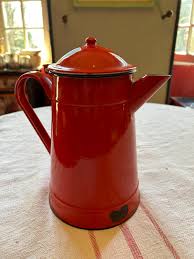 Vintage French Gorgeous Red Enamel Large Coffee Pot - Etsy