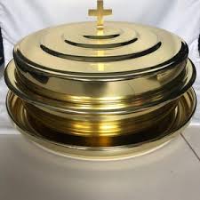 Artistic Churchware Gold Tone Communion Cup 3 Piece Set (RW-500)-AB and 2 Piece Bread Plate With Base (unmarked) - Etsy