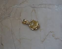 Mid Century Estate Circa 1960 14K Gold 5.30 Carat Golden Cats Eye Rutilated Quartz Gypsy Sphere Pendant 1" - Etsy