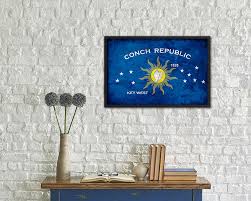 Conch Republic Key West City Florida State Vintage Flag Wall Art - MAUMshop.work
