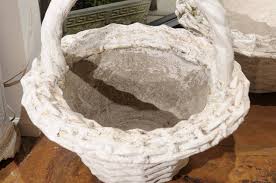 Pair of Large Vintage Paint Decorated Concrete Baskets at ...