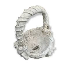 White Antique Concrete Basket Planter | Pedra Rustica US