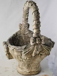 Early 20th-Century Large French Concrete Garden Basket ...