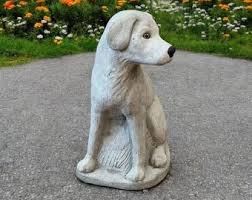 Cement Labrador Puppy Sitting on Base Figure Dog Memorial ...