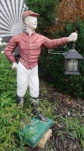Cement Lawn Jockey w/Wired Light(very heavy) 44"H | HiBid Auctions