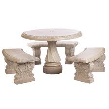 Concrete Round Table Set | Solid Rock Stone Works