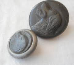 Lot/ 2 VINTAGE 5/8" & 7/8" Dog Head Metal Paris Back and ...