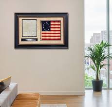 Framed Wavy Betsy Ross Flag with Declaration and Quill Shadowbox | Rea — Wall Art Giant