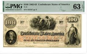 1862-63 $100 Confederate States of America Note T-41 63 ...