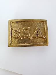 Vintage Gold Tone Heavy Small Belt Buckle " C.S.A " Letters ...