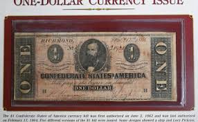 1864 Confederate States of America $1 Dollar Banknote Bill ...