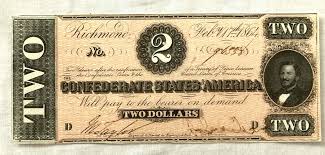 Civil War Confederate States of America $2 bill/note Dated ...