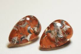 1950's CONFETTI LUCITE EARRINGS - Light Orange Tear Shaped ...