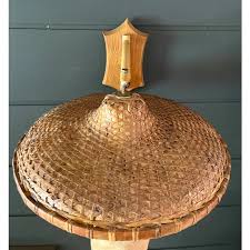 Mid-Century Organic Woven Wicker and Bamboo Wall Sconce | Chairish