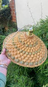 Vintage rattan pendant light Green - Sold