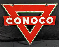 Sold at Auction: RARE SMALL DIE CUT PORCELAIN CONOCO SIGN 29X26"