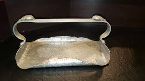 VTG. Hammered Aluminum Tray W/ Handles Chrysanthemum Basket Hand Wrought | eBay Australia