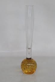 Mid Century Glass Amber and Clear Controlled Bubble Bud Vase ...