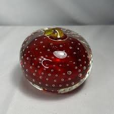 Vintage Bullicante Controlled Bubble Glass Apple Paperweight Clear Cased Red | eBay