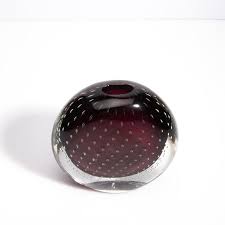 Hand Blown Murano Vase in Amethyst with Bubbles For Sale at 1stDibs