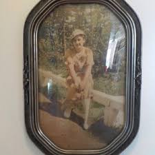 Vintage ART DECO ,gray Silver Bubble Glass FRAME , Woman in ...