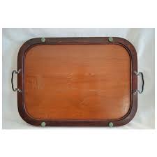 Wooden Serving Tray Sterling Silver Overlay Flowers Under Glass ~ . For Sale at Ruby Lane