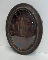 Lot - Antique Oval Frame Convex Glass Shadow Box- 25 x 19 x 5"