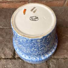 Vintage 1970s Stangl Blue Sponge Design Flower Pot / Planter ...