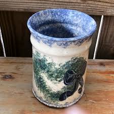 Gail Miller Pottery | Art | Blue Green Heart Spongeware ...