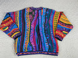 Coogi Australia Wool V Neck Sweater Mens sz L Vintage Colorful cosby biggie | eBay