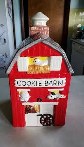 HANDMADE RED BARN FEATURING FARM ANIMALS CERAMIC COOKIE JAR ...