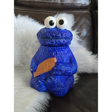 Sesame Street Cookie Monster Ceramic Cookie Jar Blue Vintage - Etsy