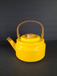 Vintage Cousances (Le Creuset) Goldenrod Yellow Enamel Tea Kettle w/ Teak Handle | eBay