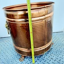 Vintage Copper Flower Pot With Lion Heads - Portuguese ...