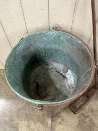 Sold at Auction: Copper Apple Butter Pot on Stand w Stirrer