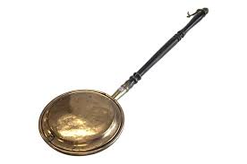 Sold at Auction: ANTIQUE COPPER PAN BED WARMER WITH FOLIAGE DESIGN