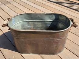 Vintage Copper Boiler Tub With Wooden Handles | EstateSales.org