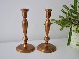 Vintage Bronze Candlesticks Pair HATCH 213 Hand-signed | Heavy Traditional Candle Holders - Etsy