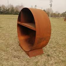 Outdoor Round Corten Steel Firewood Storage Log Rack - Round ...
