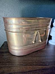 Large Vintage Hosley Brass Planter With Rope Detail – Oval ...