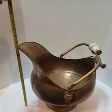 Vintage Antique Copper Coal Ash Scuttle Bucket With Delft Blue Porcelain Handles | eBay Australia