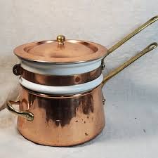 Vintage Farmhouse Copper Double Boiler Ceramic Insert - Etsy