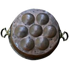 Hammered Copper Aebleskiver Egg Poaching Pan Brass Handles ...