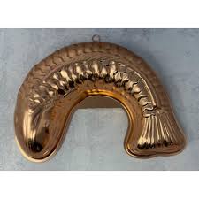 Set of 3 Vintage Copper Gelatin Molds Fish & Oval Copra ...