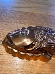 VINTAGE FISH WALL HANGING TIN LINED COPPER MOLD 12" | eBay