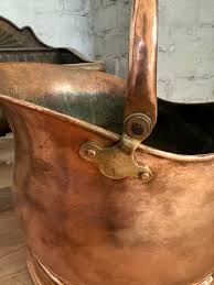 Antique Victorian quality copper helmet coal scuttle with ...