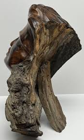 Art Deco Hand Carved Burl Wood Sculpture Bust Woman Man | eBay