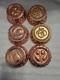 6 Copper Colored Jell-O Mold Assorted Design Aluminum ...