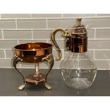 Vintage Copper and Brass Carafe w/Warmer Stand | eBay