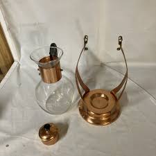 Vtg MCM Glass Coffee Carafe Pot w/ Lid & Tilt Base Glass Brass Black FS! | eBay